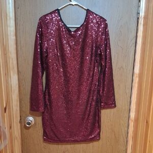 Charlotte Russe Burgundy Sequin Midi Dress